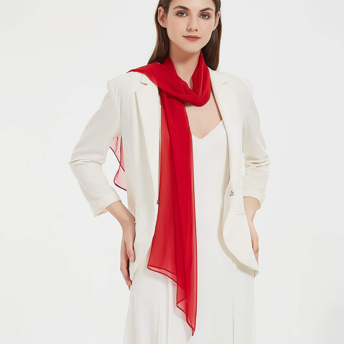Moda chiffon macio sólido cachecol xale moda decorar cachecóis respirável proteção solar elegante senhora versátil bandana: Luz Roxa