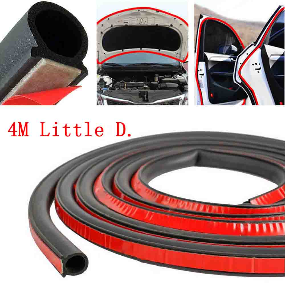 4M Car Door Seal Strip Sloping D-Shaped Rubber Trunk Hood Edge Insulation Trim Car Accessories