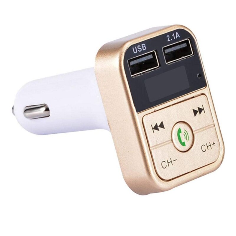 Car Charger Mobil B2 Bluetooth Car Kit FM Radio Transmitter Car MP3 Player USB Charger Quick Charge Mobile Phone Modulator: Gold