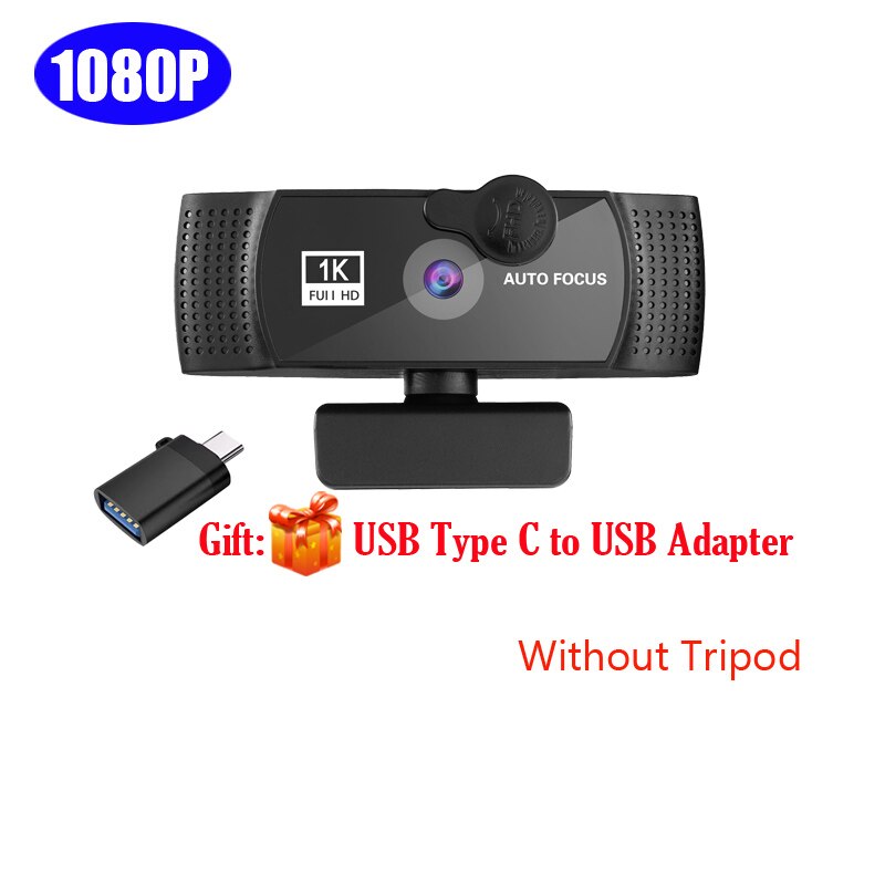 Webcam 4K 8K 1080P 2K Full HD Web Camera For PC Computer Laptop USB Web Cam Microphone Autofocus Web Camara Webcamera Webcams: 1080P without Tripod