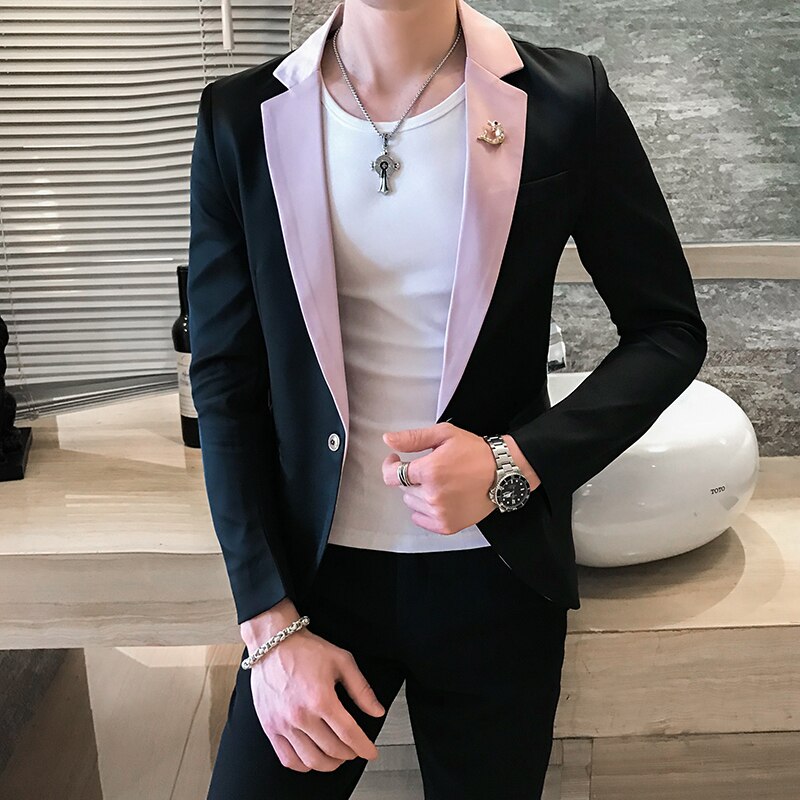 Djup v sexig outfit herr snygg kavaj 4 färger brittisk stil slim fit kostym jacka herr kappa terno masculino väst kostym homme