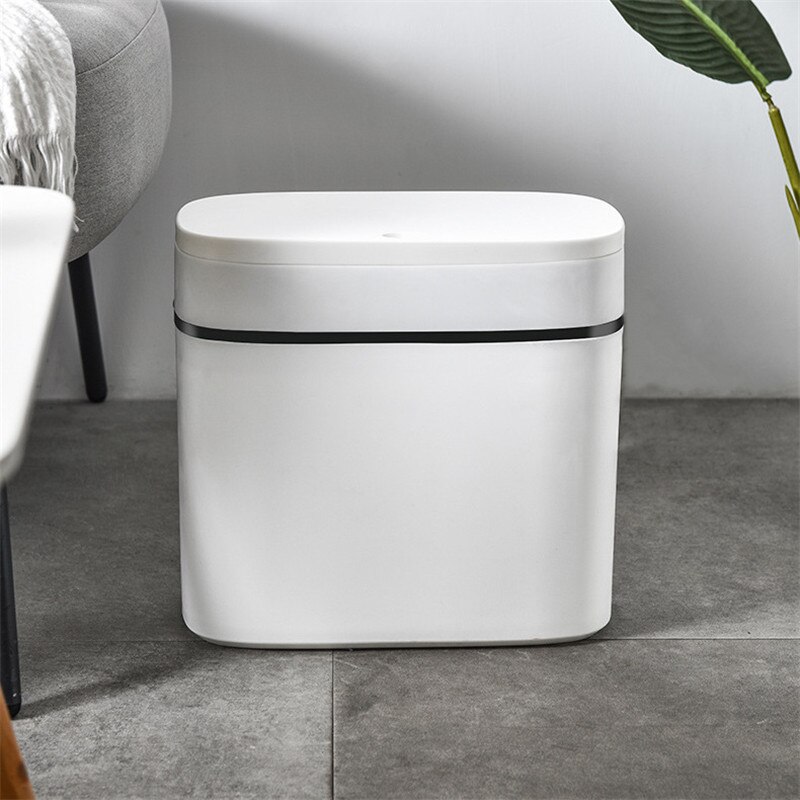12L Trash Can Household Bathroom Kitchen Waste Bins Press-Type Trash Bag Holder Garbage Bin for Toilet Waterproof Narrow Seam