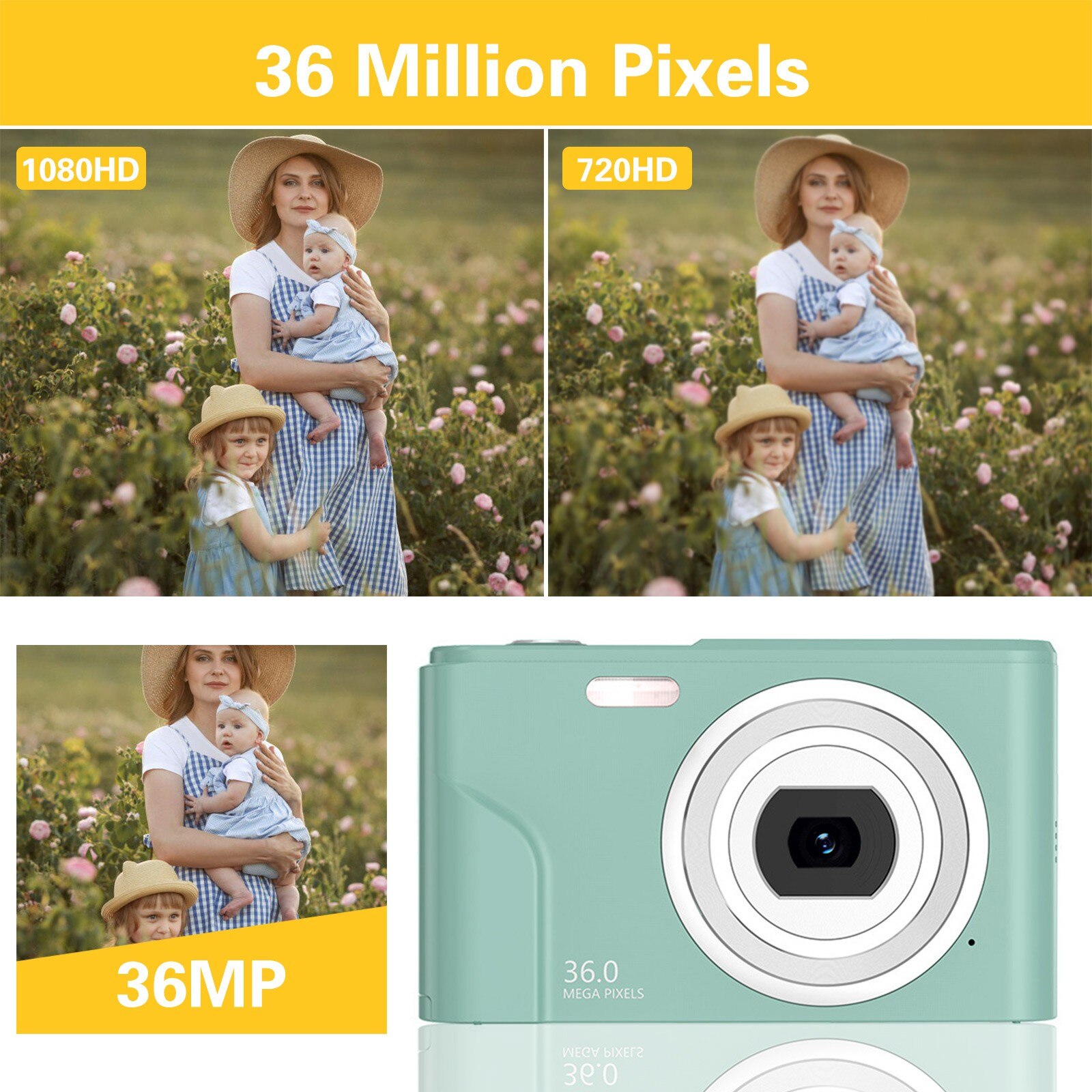 Digitalkamera fhd 1080p 36.0 megapixel vlogging kamera 16x digital zoom lcd skærm kompakte bærbare minikameraer til børn