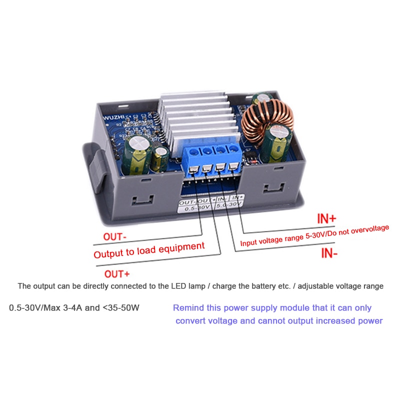 ZK-4KX DC DC Buck Boost Converter CC CV 0.5-30V 4A 5V 6V 12V 24V Power Module Adjustable Regulated laboratory power supply