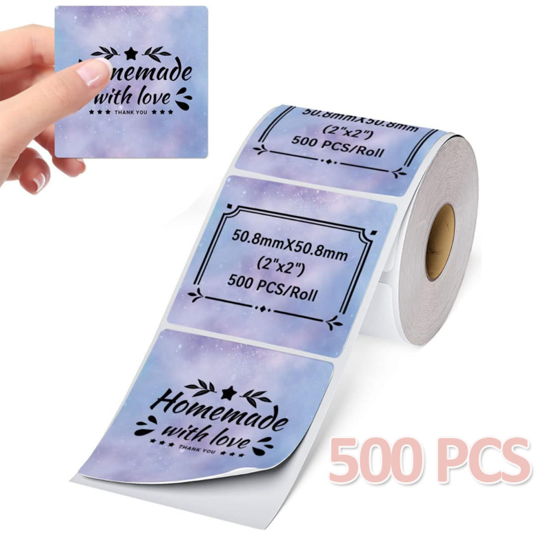 500 Stück Thermo-Etikettenpapier, runder Aufkleber, wasserfestes Etikett für , Kinderaufkleber, Logo, Dankeskarte, PM-241, PM-246S, D520S: M