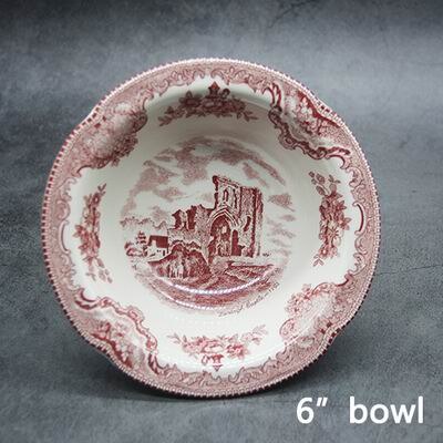 Castle pink tableware European ceramic breakfast plate beef dessert soup bowl: 6 Inch Bowl