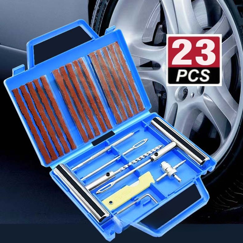 Draagbare autobandreparatieset 23 stuks DIY eenvoudige reparatie bandenreparatietool voor auto motorfietsen ATVS grasmaaiers tractoren vrachtwagens
