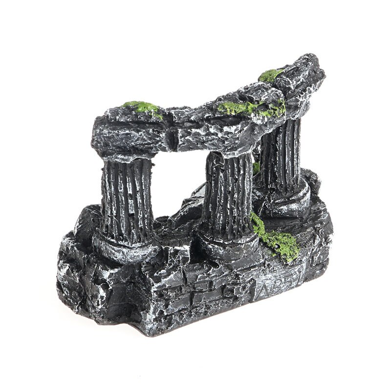 Resin Rome Square Stone Pillars Aquarium Landscaping Fish Tank Decor Tri-Columns