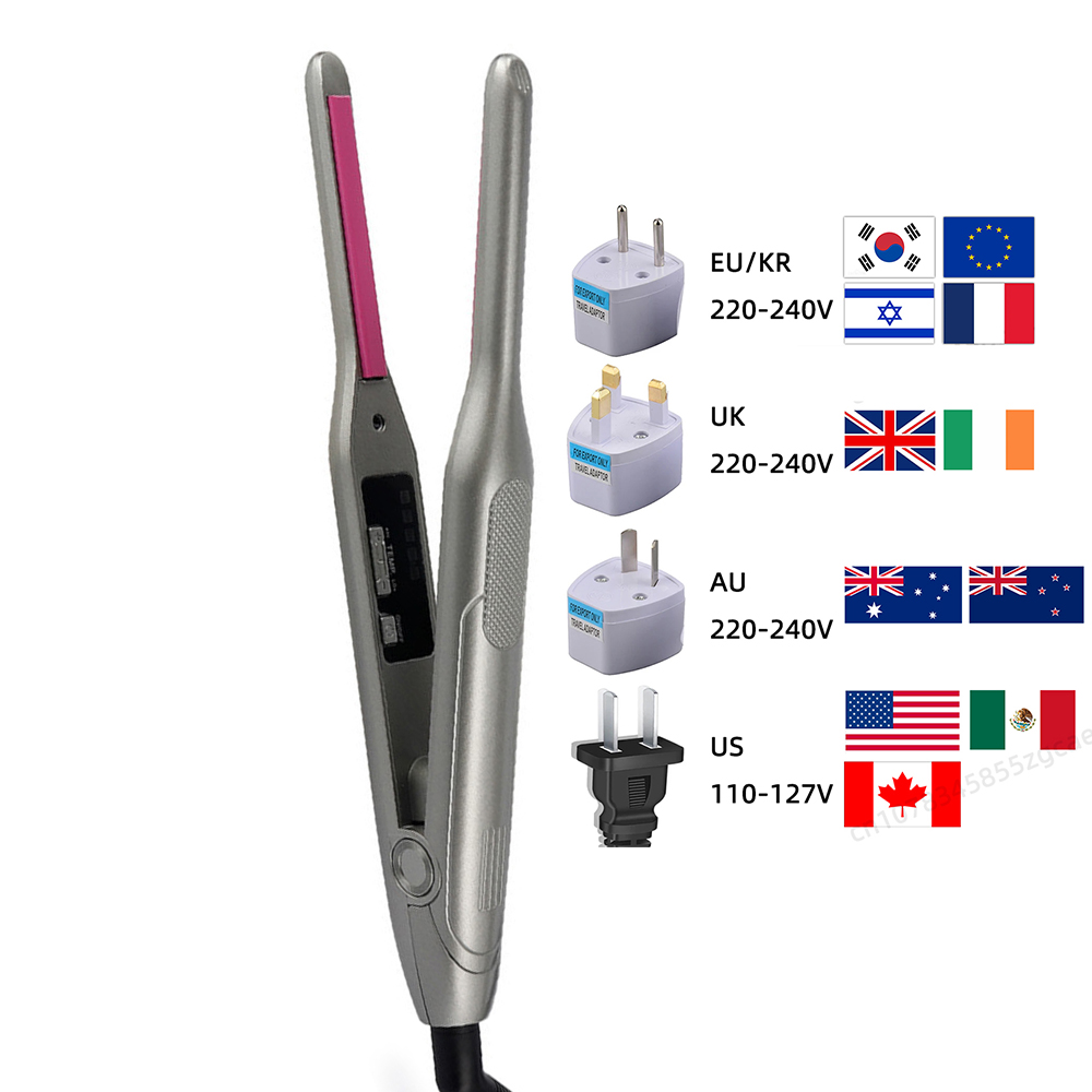 Hair Straightener Curler Ceramic Coating Thinnest Plate Pencil Flat Irons For Short Hair Men's Beard Stylling Tool: us