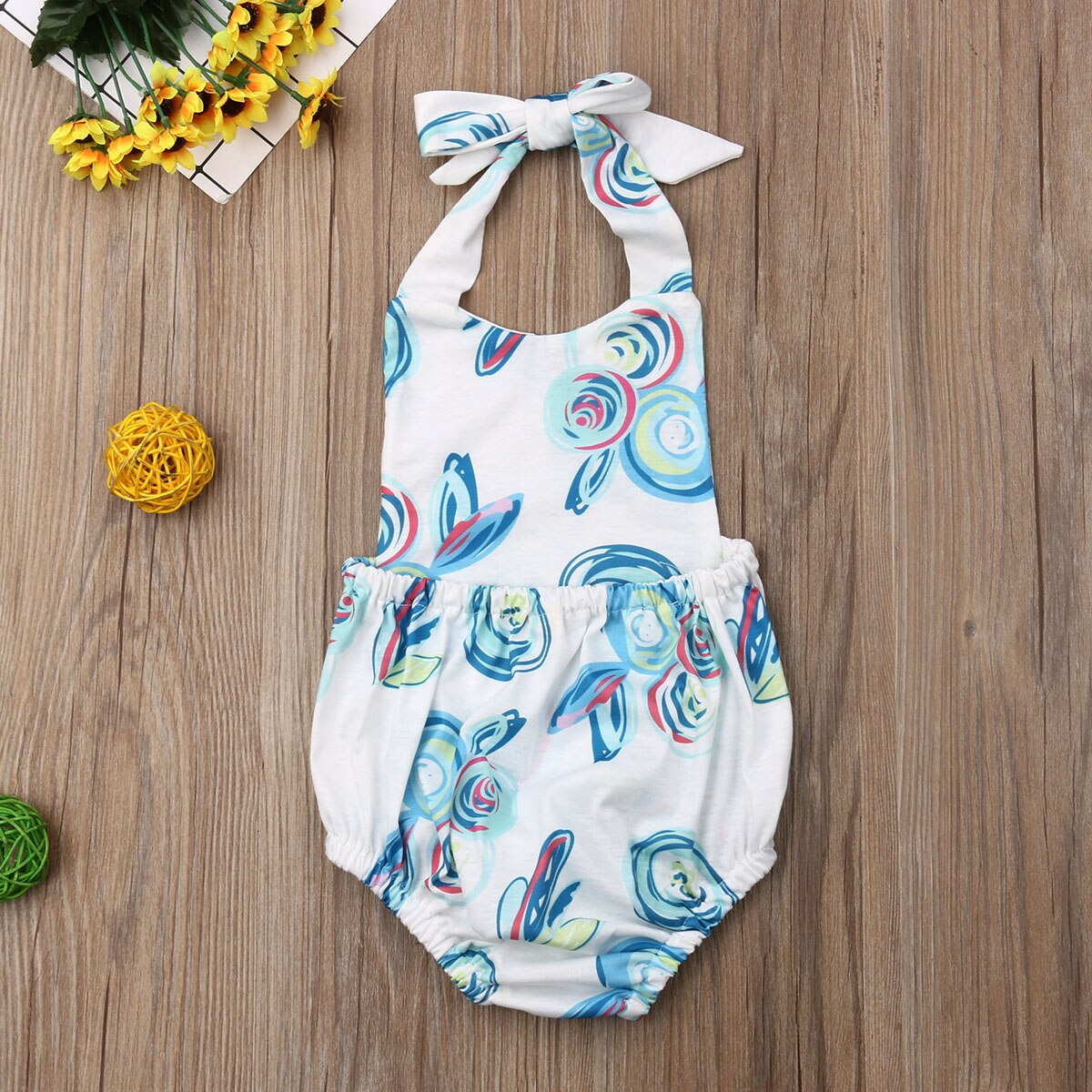 0-24m peuter baby jongens meisjes zomer bodysuit mouwloos bloemenprint jumpsuit outfits zonnepak kleding