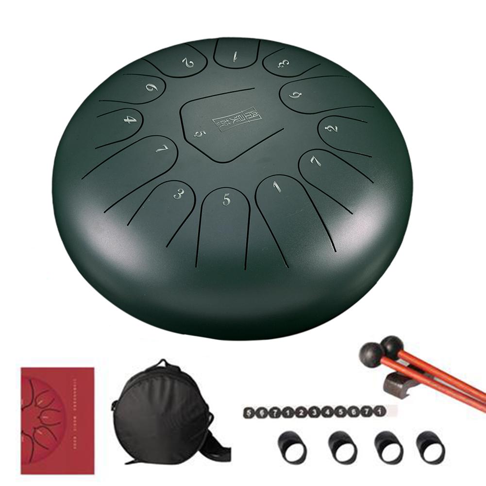 12 Inch 13 Notities Drum Kit Staal Tong Drum Tune C Lege Geest Drum Percussie Hand Pan Drum Met Hamers percussie Instrumen: mineral green