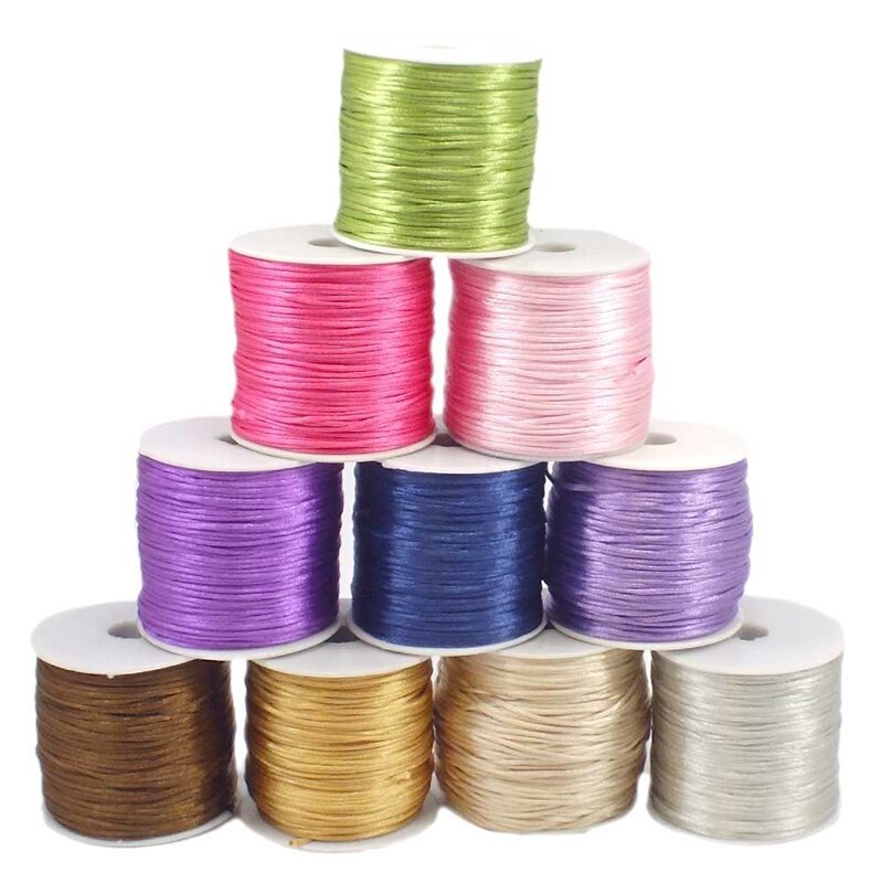 55m 1.5mm mjuk satin råttsvans siden makrame sladd nylon halsband smycken fynd vaxad sladd strängtråd för gör-det-själv armband