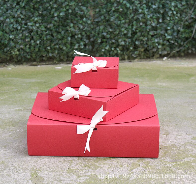 10pcs Kraft Paper Baking Cookies Box Packaging Packaging Box Birthday Weeding Custom Print Event Party Supplies Packaging: Red / 11.5x11.5x5cm