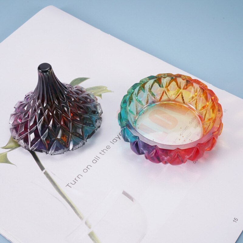 Molde de resina epoxi de cristal, caja de almacenamiento artesanal, contenedor de fundición de silicona, decoraciones de Navidad y Año , , 1 Juego