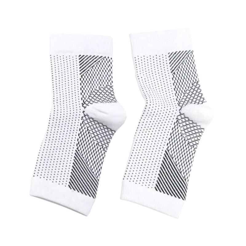 Anti Fatigue Compression Foot Sleeve Support Running Cycle Basketball Sport Socks Outdoor Men Ankle Brace Sock: White / LXL