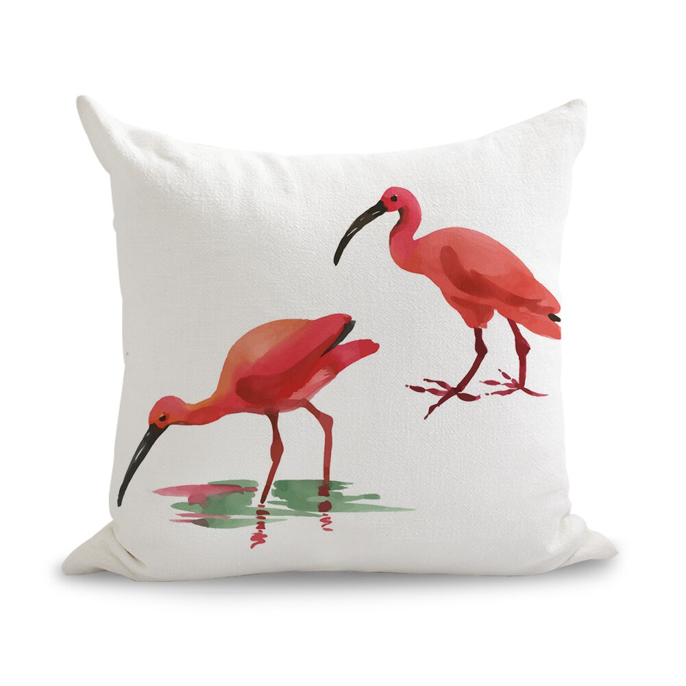 Akvarel pink flamingoer puder linned sofa sæde pude pyntepude boligindretning
