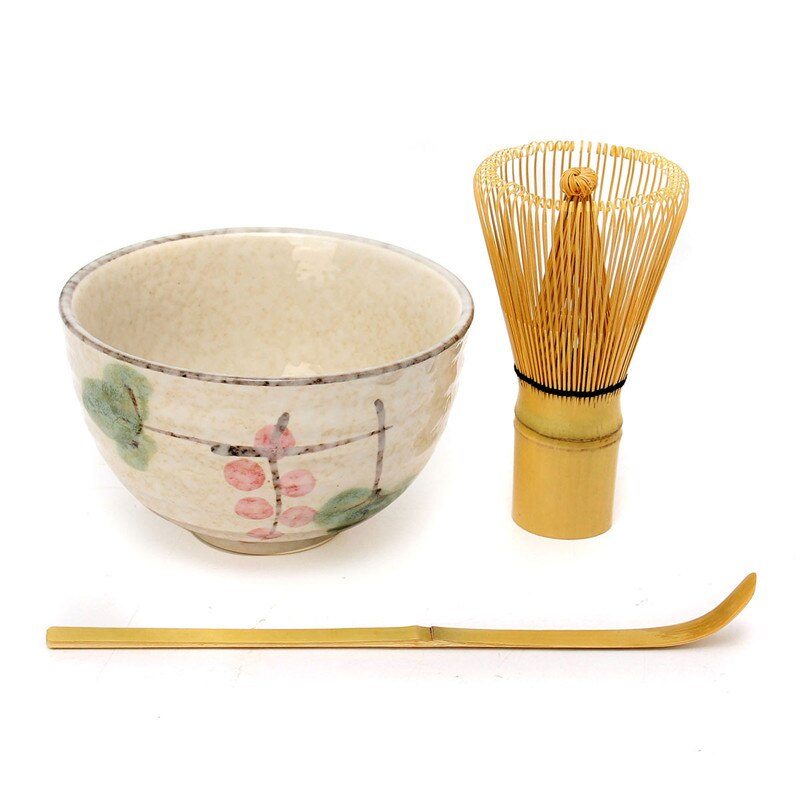 4 Style Fine Japanese Ceremony Matcha Ceramic Bowl With Bamboo Whisk Scoop Teaware Tool Set For Coffee And Tea