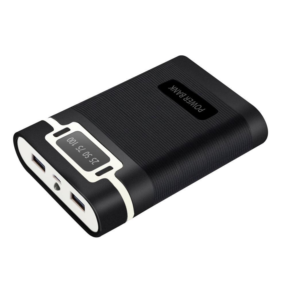 Banco de energía de batería 18650, linterna de 5V, 4 ranuras, caja de cargador USB, bancos de energía portátiles para viajes