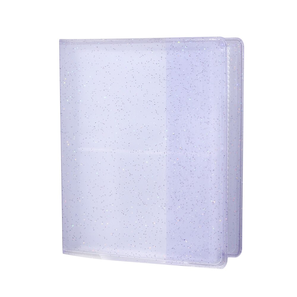 64 Pockets Large Capacity Mini PVC Photo Album Cards Holder Binders Albums With Bling Clear Cover Collection Card Booklet: purple