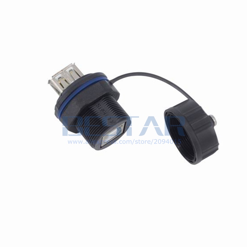 USB 2.0 Waterproof Socket Industrial Type B Female to Type A Female Print Scan Adapter Plug Connector with Dustproof Cap