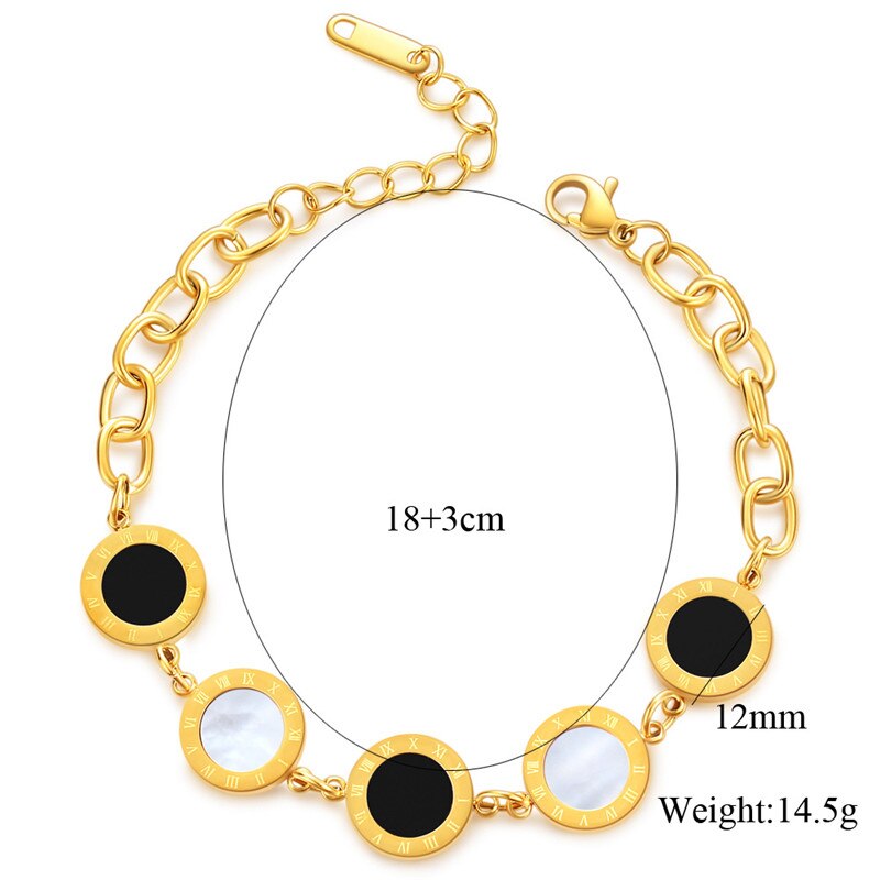 Roman Numeral Shell Bracelets For Women Stainless Steel Brand Jewelry Bracelet Ladies Rose Gold Chain Bracelets Female Silvery