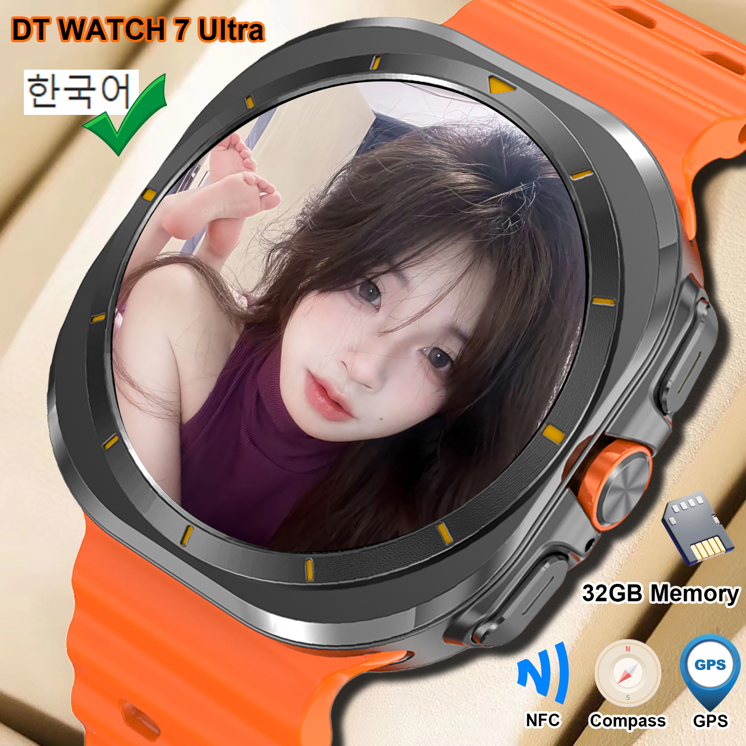 reloj 7 Ultra SmartWatch hombres mujeres 32GB ROM 480*480 HD reproducción de vídeo SmartWatch brújula NFC GPS ritmo cardíaco deportes Smartwatch