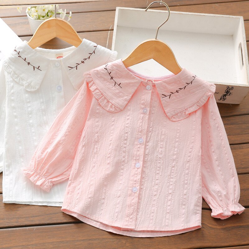 Kindershirts voor meisjes zomer witte blouses kinderverjaardagsshirts schooluniformen 4-16 jaar feestblouses