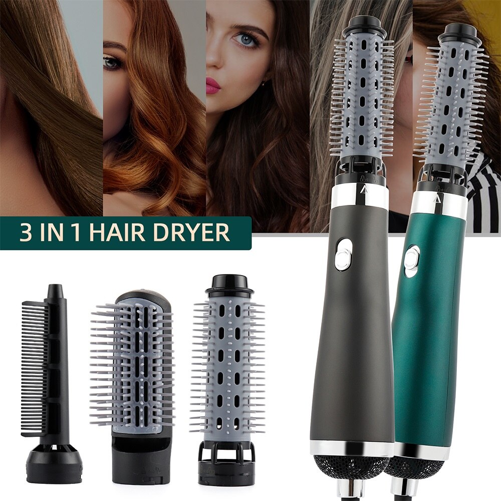 Ionic -Air Brushes 3 In1 Volumizer Hair Curler Hair Straightener Comb 360 Rotating Curling Hair Style Waves Curls Dryer Salon