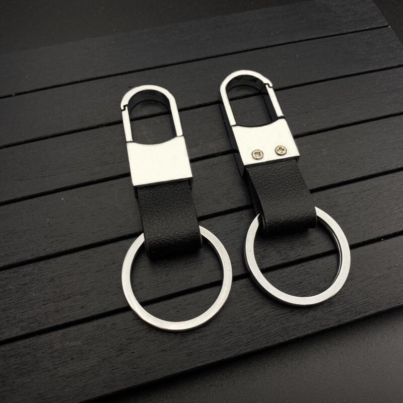 Metal Key Chain Car Round Head Key Leather Buckle Leather Lanyard Leather Pendant Car Key Ring Key Buckle Keychain Keyring