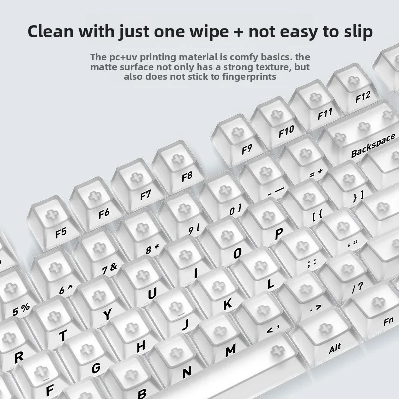 Customizable DIY Mechanical Keyboard Keycaps Transparent PC Material Foggy through Full Set of 132 Keys Computer Office