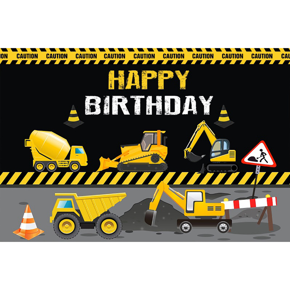 Excavator Truck Photo Backdrops Boy Birthday Construction Background Party Decor Photography Prop Photocall Photo Studio: S / Deep Sapphire