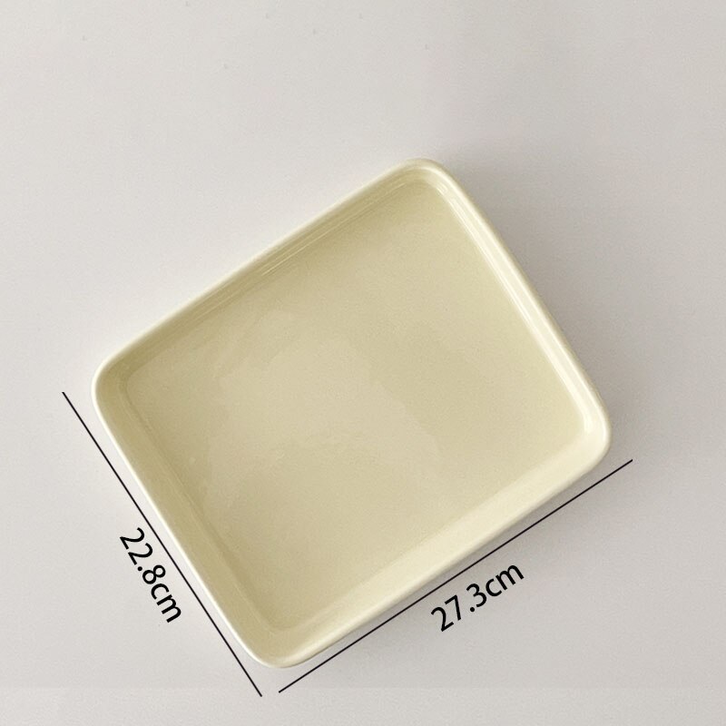 European Ceramic Plate Simple Rectangle Western Restaurant Bakeware Dining Room Desktop Fruit Salad Plates Kitchen Tableware: A-large