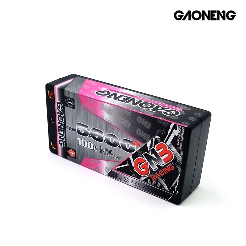 Gaoneng GNB 5600mAh 7.6V 100C/200C 2S Hardcase SHORTY LiHV LiPo accu voor 1/10 RC auto B5M 22 RB6 22T SCT Ras Auto onderdelen