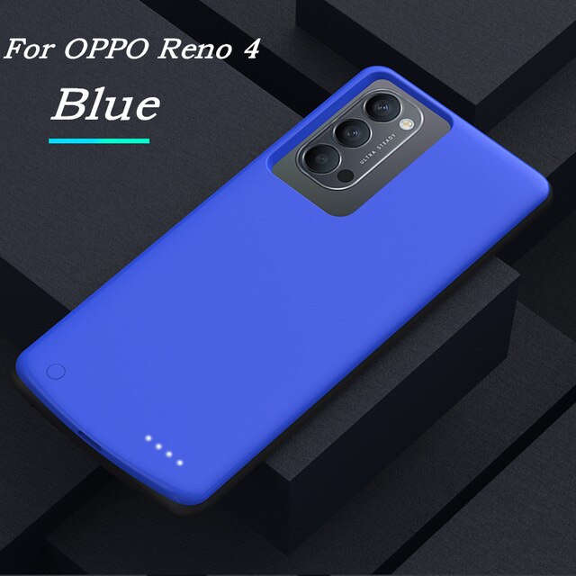 Hstnbveo 6800mah caso carregador de bateria para oppo reno 4 pro bateria caso para oppo reno 4 portátil power bank carregamento: Blue For Reno 4