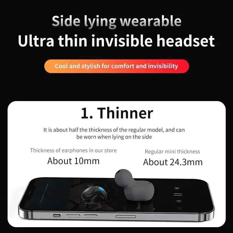 Original X55 Wireless Sleep Earphone Noise Reduction Invisible Earphone Sleeping Headset Bluetooth Sport Headphones Earbuds