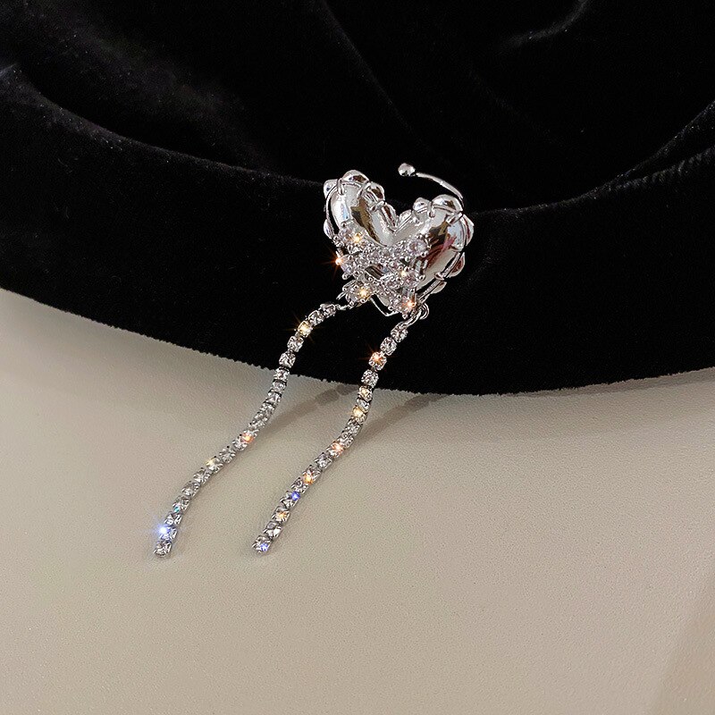 2022 neue Koreanische Silber Farbe Liebe Herz Clip auf Ohrringe für Frauen Einfache Kein durchbohren Ohr Manschette Hochzeit Ästhetischen Schmuck 1 PC: E