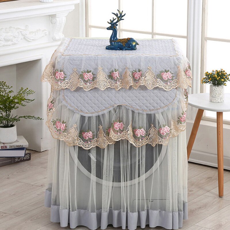Lace Ruffle Floral Washing Machine Dust Cover Protection Front Durable Soft Home lace proof Case Washing Machine Protective Dust: Purple