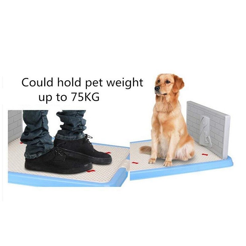 Indoor Pet Dog Puppy Potty Tray with Pee Post Protection Simulation Wall,No-Torn Puppy Pad Dog Toilet for Male/Boy Puppies and