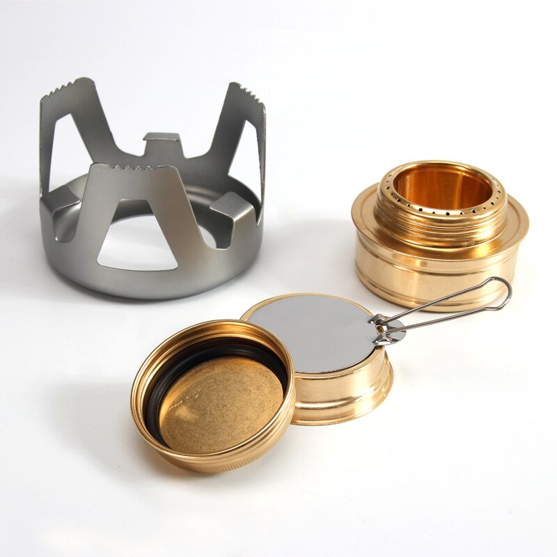 Outdoor Camping Vaporized Liquid Alcohol Pure Copper Burner Portable Alcohol Stove Aluminum Alloy Bracket