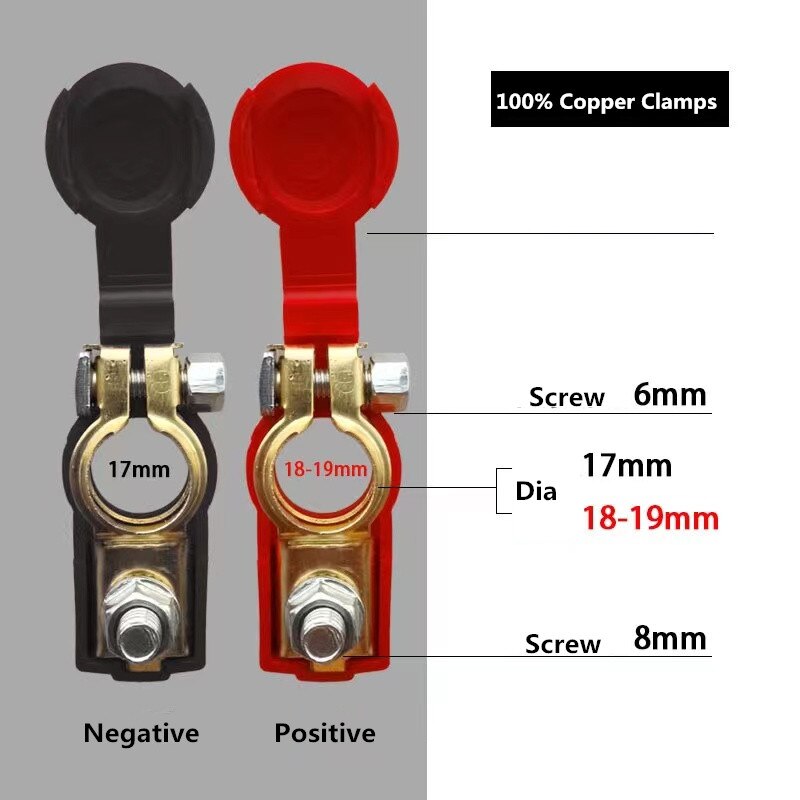 2Stck Auto Auto Schnell Batterie Terminal Stecker Reinem Kupfer Draht positiv Negativ Klemme Batterie Kabel Linie Für Fahrzeug