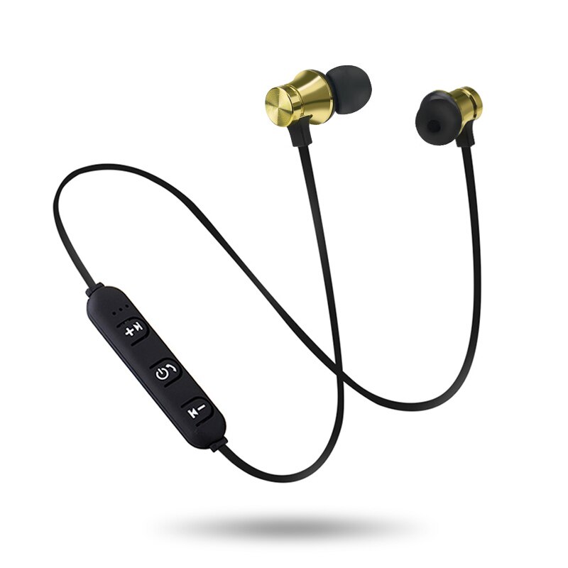 Mehrfarbig magnetisch Drahtlose Bluetooth Sport Musik Kopfhörer Stereo in-Ohr-Kopfhörer Mit Mikrofon Für Iphone Samsung: golden