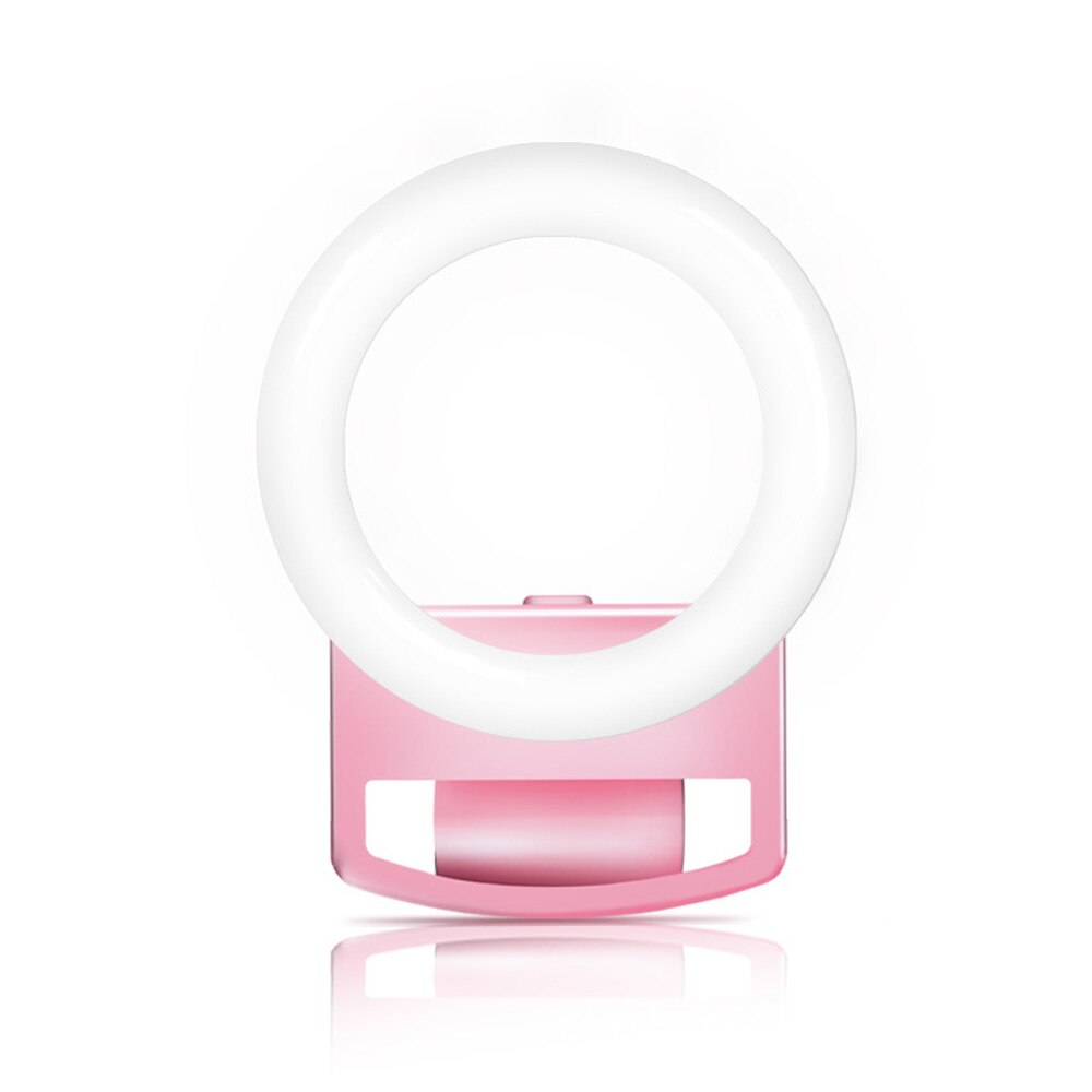 Usb Opladen Draagbare Licht Nacht Telefoon Flash Light Led Camera Clip-On Mobiele Telefoon Selfie Ring Light Video Voor alle Telefoon: Roze