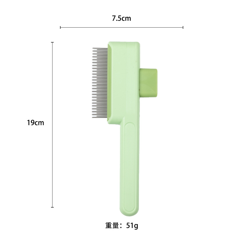 One-Click Self-Cleaning Pet Hair Removal Comb for Cats & Dogs Grooming Mass, Flea Comb for Short & Long Hair Pets: XS（old） / green