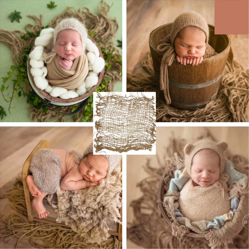 Newborn Photography Prop Chunky Burlap Layer Net Hessian Jute Backdrop Blanket