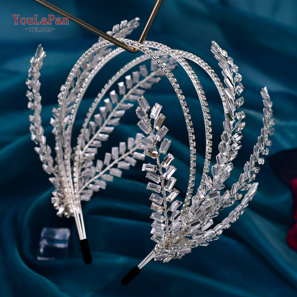 YouLaPan HP496 Strass Bruidshoofdband Boheemse Bruidshaaraccessoires Vrouw Hoofddeksel Bruiloft Haaraccessoires Bruid Tiara: Blauw