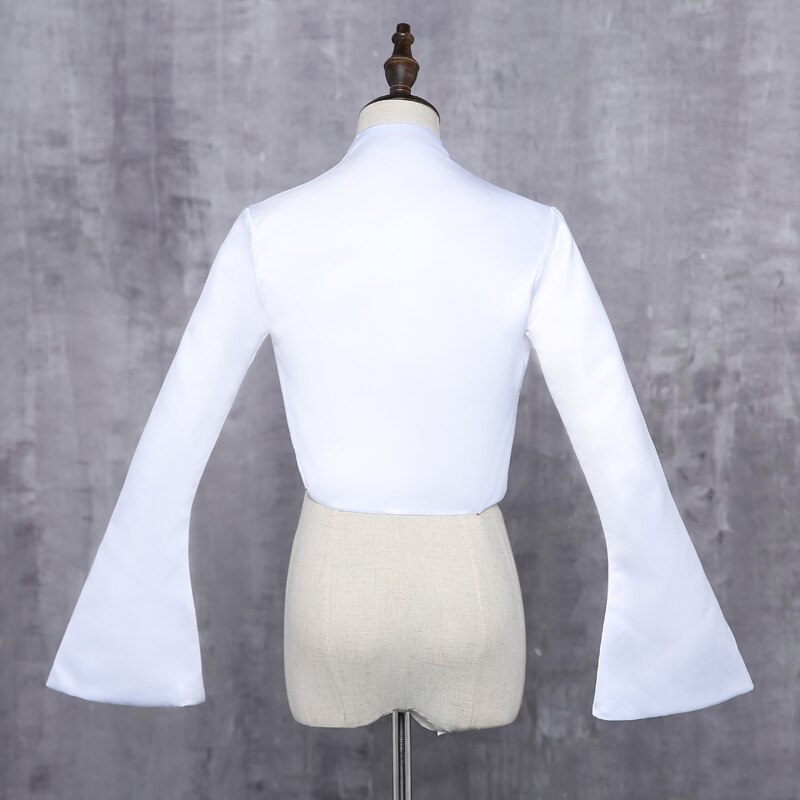Hochzeit Jacken Braut Mit Langen Ärmeln Satin- Weiß Elfenbein Braut Shrugmantel Für Abendgesellschaft Bolero Renda