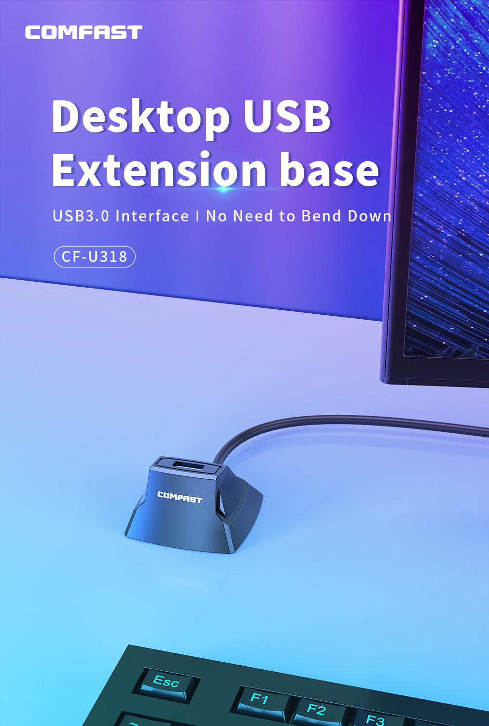Comfast CF-U318 USB 3.0 cavo di prolunga base cavo di prolunga ad alta velocità da 1.2M per ripetitore ripetitore Extender per adattatore wifi usb