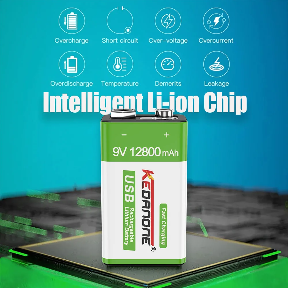 12800mAh 9V Li-ion Rechargeable Battery Micro USB Batteries 9V Lithium For Multimeter Microphone Toys Remote Control KTV