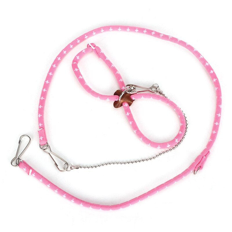 Correa de arnés suave ajustable para mascotas, Collar de pájaro, loro, ratón, hámster, hurones, rata, mascota, conejillo de indias, Correa: Rosa