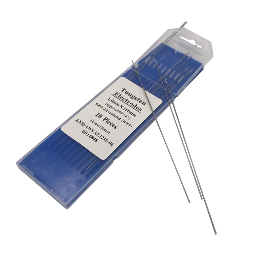 10pcs/1 Bag TIG Welding Tungsten Electrodes 0.8% Zirconiated WZ8 Tungsten Electrode Welding Rods (1.0MM x 150MM): Silver 1